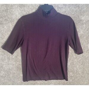Lauren Ralph Lauren Women's Shirt Short Sleeve Turtleneck Wine Color Size XL